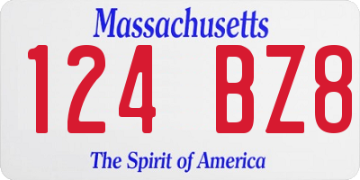 MA license plate 124BZ8
