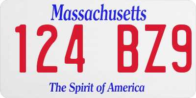 MA license plate 124BZ9