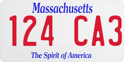 MA license plate 124CA3