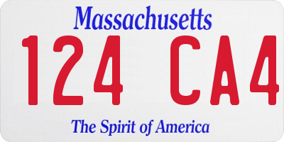 MA license plate 124CA4