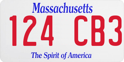 MA license plate 124CB3
