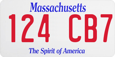 MA license plate 124CB7