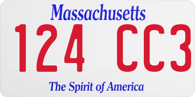 MA license plate 124CC3