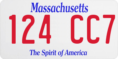 MA license plate 124CC7