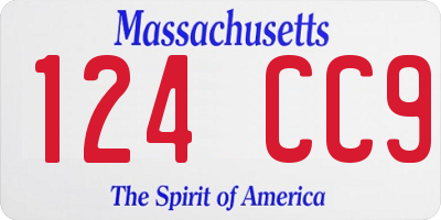 MA license plate 124CC9