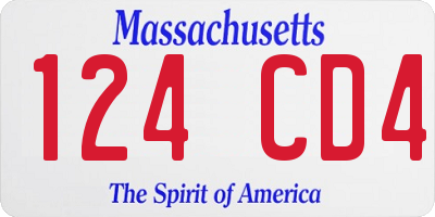 MA license plate 124CD4