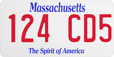 MA license plate 124CD5