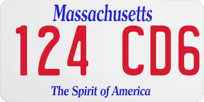 MA license plate 124CD6