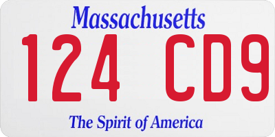 MA license plate 124CD9