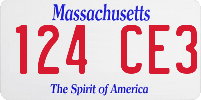MA license plate 124CE3