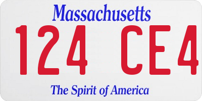 MA license plate 124CE4