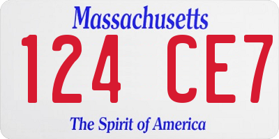 MA license plate 124CE7