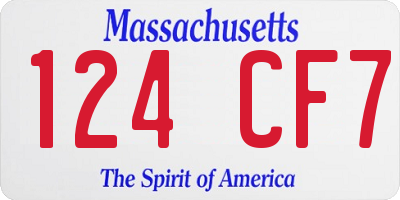 MA license plate 124CF7