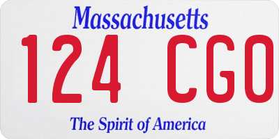 MA license plate 124CG0