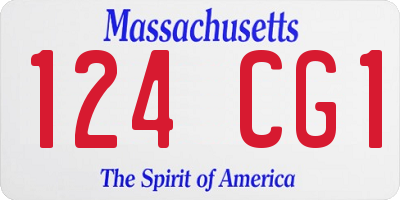 MA license plate 124CG1