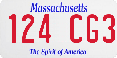 MA license plate 124CG3