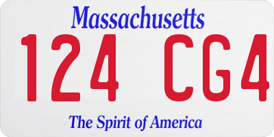 MA license plate 124CG4