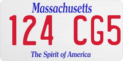 MA license plate 124CG5