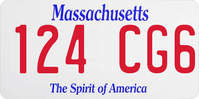 MA license plate 124CG6