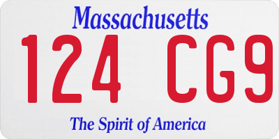 MA license plate 124CG9