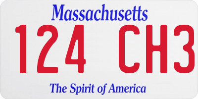 MA license plate 124CH3