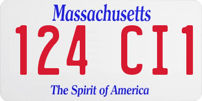 MA license plate 124CI1
