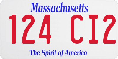 MA license plate 124CI2