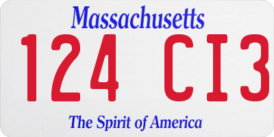 MA license plate 124CI3