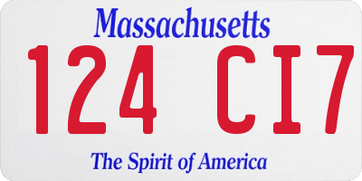 MA license plate 124CI7