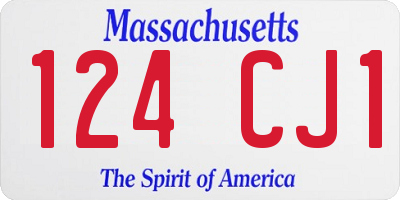 MA license plate 124CJ1