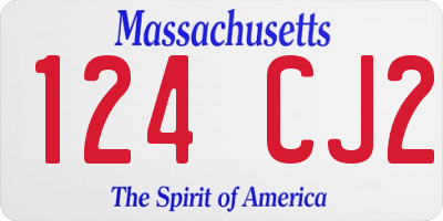 MA license plate 124CJ2