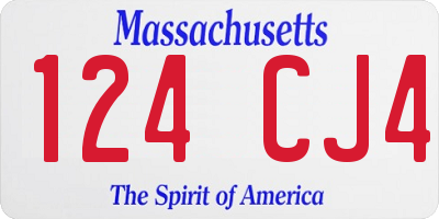 MA license plate 124CJ4