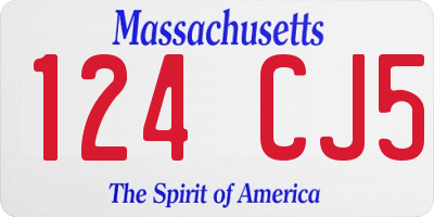 MA license plate 124CJ5