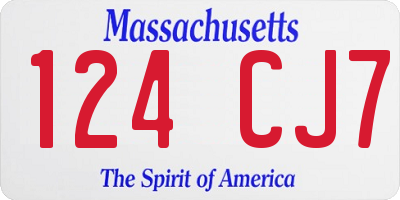 MA license plate 124CJ7