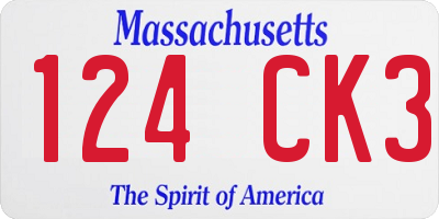 MA license plate 124CK3