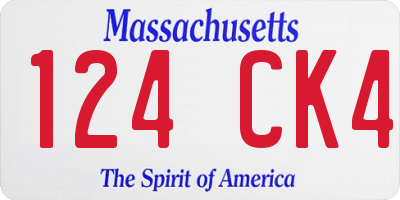 MA license plate 124CK4