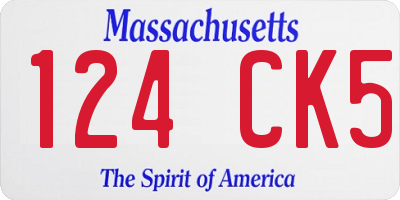 MA license plate 124CK5