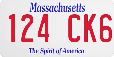 MA license plate 124CK6