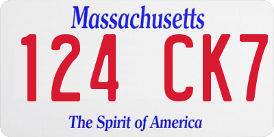 MA license plate 124CK7