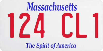 MA license plate 124CL1
