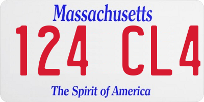 MA license plate 124CL4