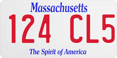 MA license plate 124CL5
