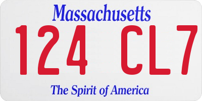 MA license plate 124CL7