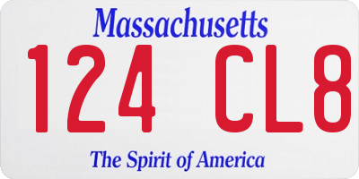 MA license plate 124CL8