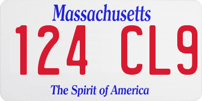 MA license plate 124CL9