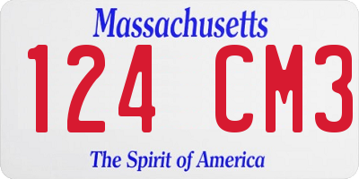MA license plate 124CM3