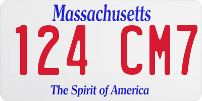 MA license plate 124CM7