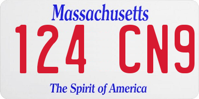MA license plate 124CN9