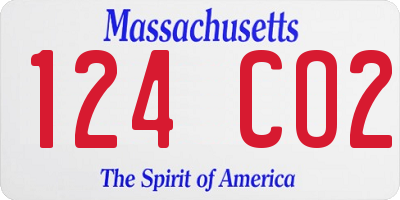 MA license plate 124CO2
