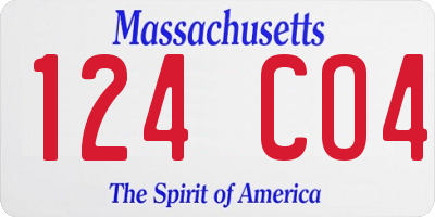 MA license plate 124CO4
